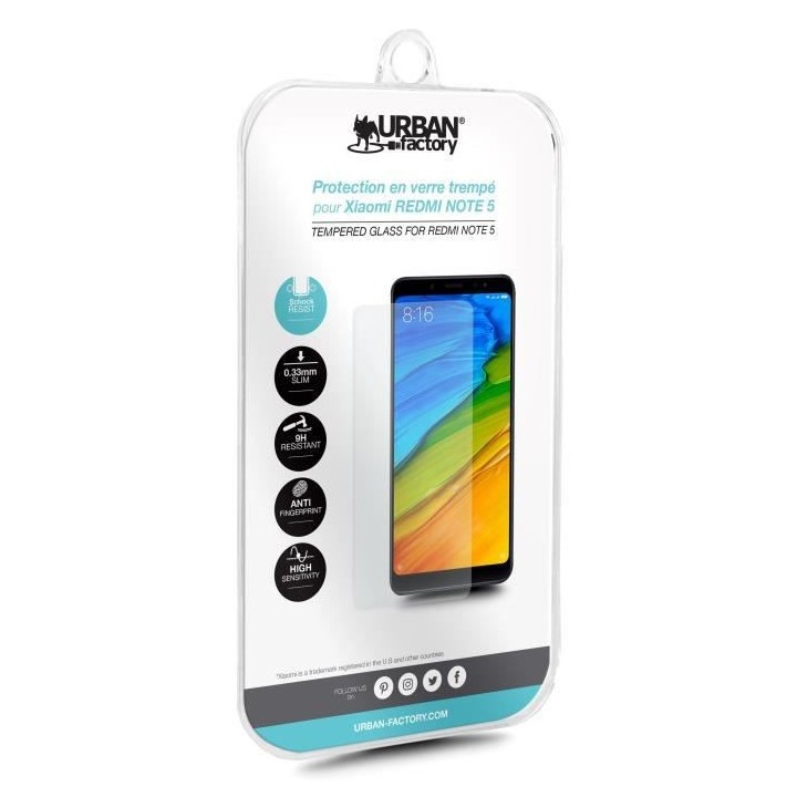 URBAN FACTORY Verre trempé pour Xiaomi REDMI NOTE