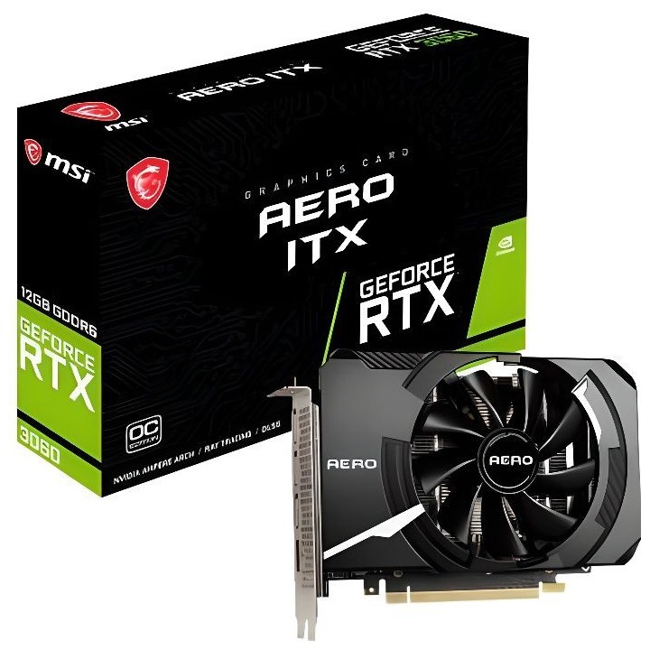 Carte Graphique - MSI - GeForce RTX 3060 AERO ITX 12G OC - 12 Go - GDD