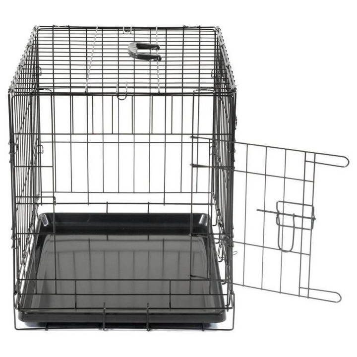 Cage Transport Chien - Vadigran - Pliante - Noir Classique - 63x44x50