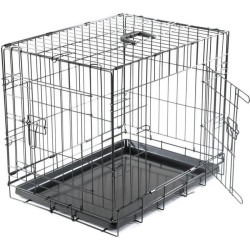 Cage Transport Chien - Vadigran - Pliante - Noir Classique - 63x44x50 cm