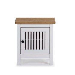 Chevet 1 porte en PIN MASSIF - Décor blanc - L 46 x L 35 x H 49,5 cm - VALENTINA