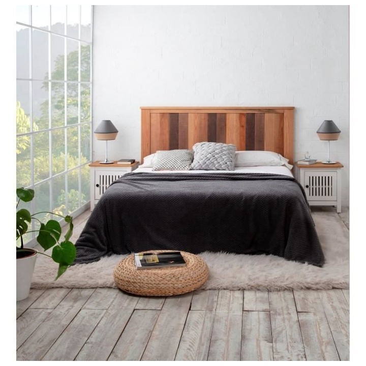 Chevet 1 porte en PIN MASSIF - Décor blanc - L 46 x L 35 x H 49,5 cm