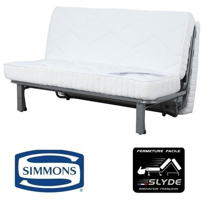 SIMMONS Banquette Simmons Slyde - Tissu Indigo + 2 coussins noir - Mad