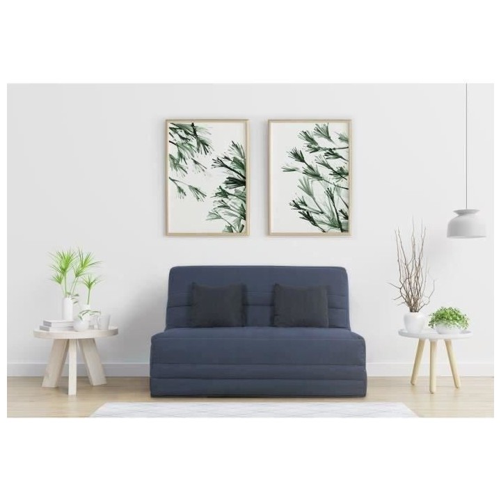 SIMMONS Banquette mécanisme Slyde - Tissu Gris + 2 coussins noir - L