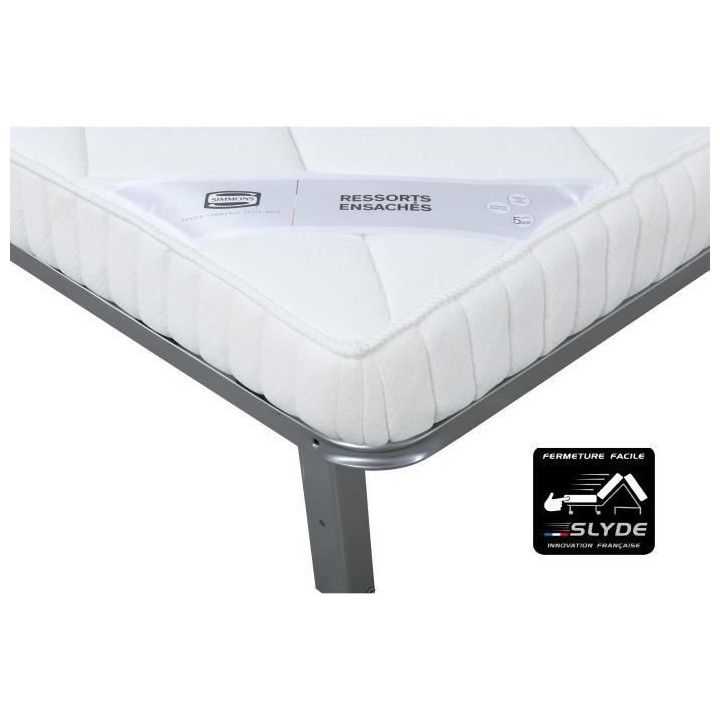 SIMMONS Banquette mécanisme Slyde - Tissu Gris + 2 coussins noir - L