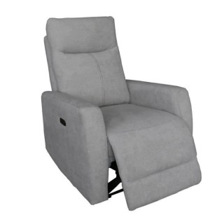 Fauteuil relax électrique - ALBANY - Tissu gris clair - L 79 x P 95 x