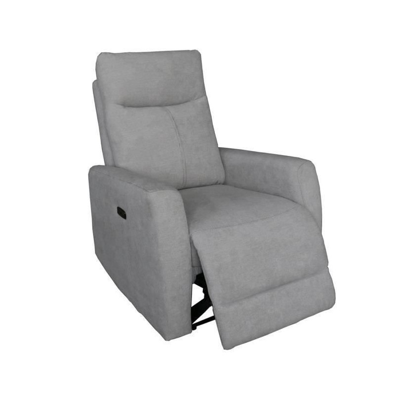 Fauteuil relax électrique - ALBANY - Tissu gris clair - L 79 x P 95 x H 102 cm