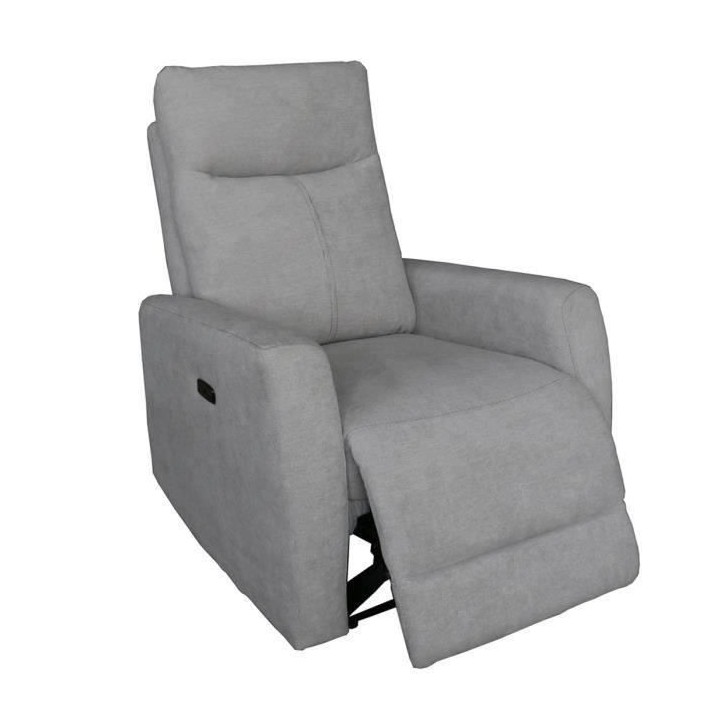 Fauteuil relax électrique - ALBANY - Tissu gris clair - L 79 x P 95 x