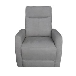 Fauteuil relax électrique - ALBANY - Tissu gris clair - L 79 x P 95 x H 102 cm