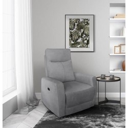 Fauteuil relax électrique - ALBANY - Tissu gris clair - L 79 x P 95 x H 102 cm