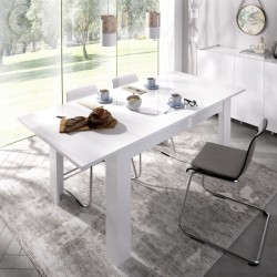 Table a manger extensible 6/8 personnes - Décor blanc - L 140/190 x P 90 x H 77 cm - DINE