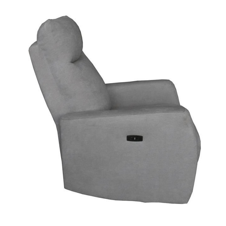 Fauteuil relax électrique - ALBANY - Tissu gris clair - L 79 x P 95 x