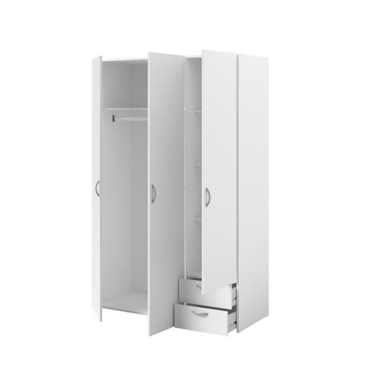 PARISOT Armoire de chambre 3 portes décor blanc L 120 cm -