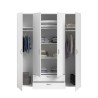 PARISOT Armoire 4 portes battantes + 2 tiroirs - Décor blanc - L 160 x H 185 x P 51 cm - VARIA