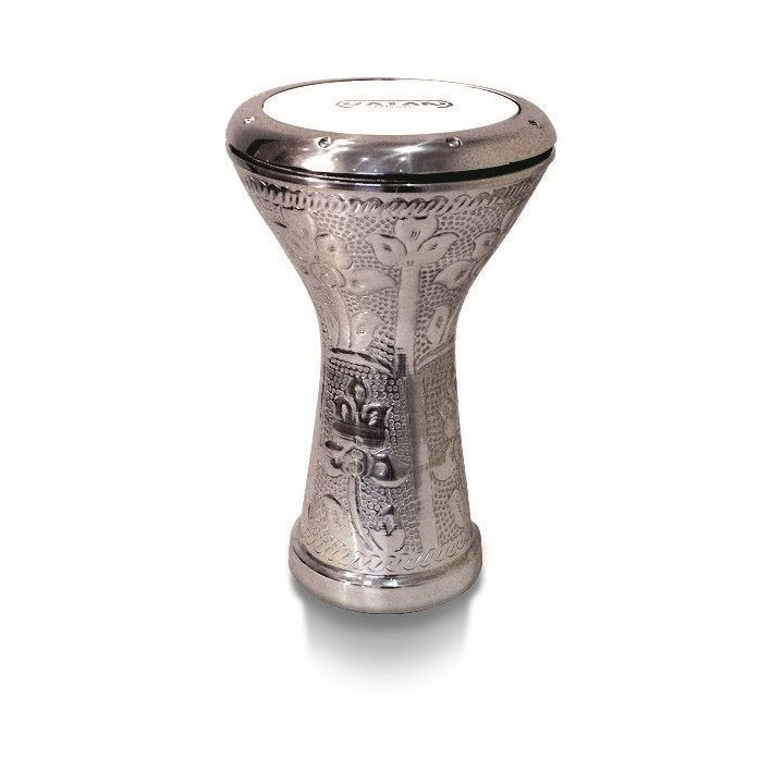 VATAN 3024 Derbouka égyptienne Argentée & Sculpté Ø 22cm