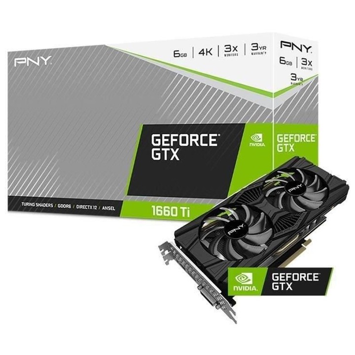 Carte Graphique - PNY - GTX 1660 Ti XLR8 - Gaming Dual Fan - 6 Go - GD