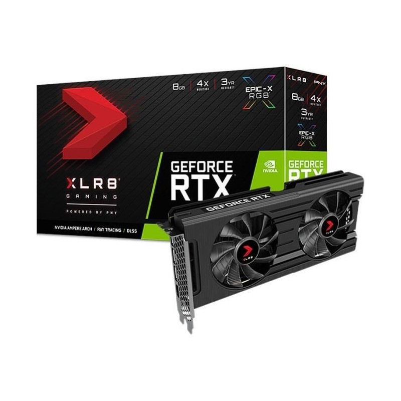 Carte graphique - PNY - GeForce RTX 3050 8GB XLR8 Gaming REVEL EPIC-X RGB Dual Fan Edition (VCG30508DFXPPB)