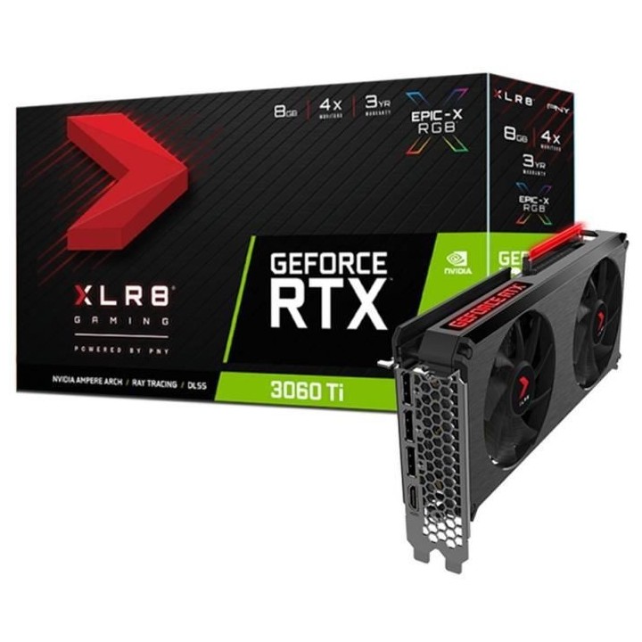 PNY - GeForce RTX 3060 Ti - Carte Graphique - LHR - 8Go (VCG3060T8LDFX
