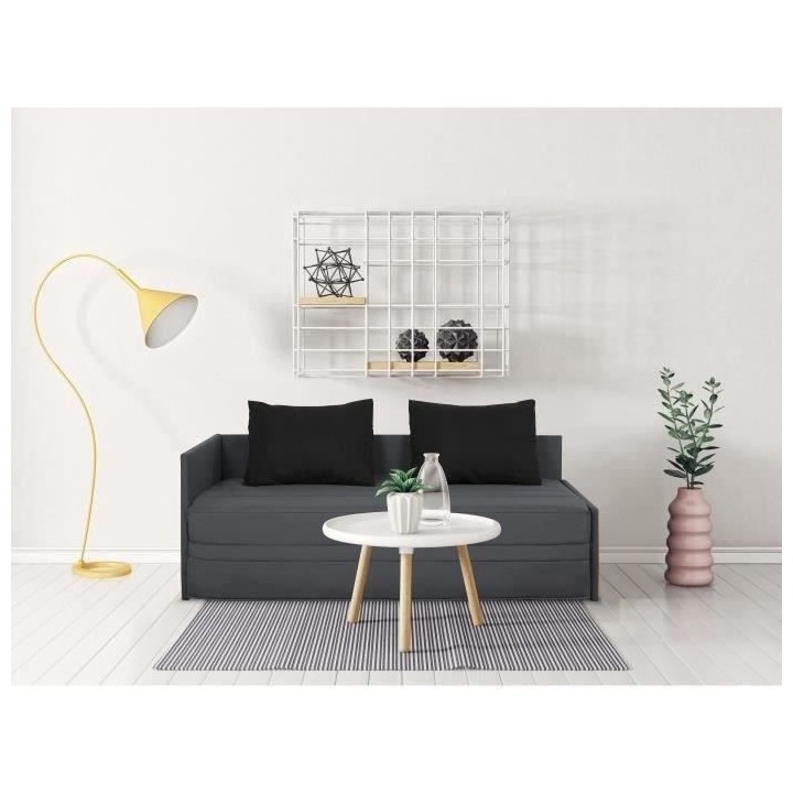 DUNLOPILLO Banquette lit gigogne avec deux matelas - Tissu Grisl 195 x