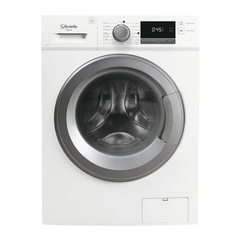 Lave-linge hublot VEDETTE LLV95W - 9 kg - Induction - 1400 trs/min - Blanc