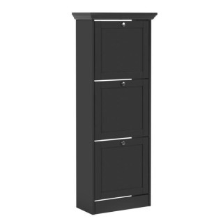 VERA - Meuble a chaussures 3 abattants - gris anthracite - 50 x 130 x