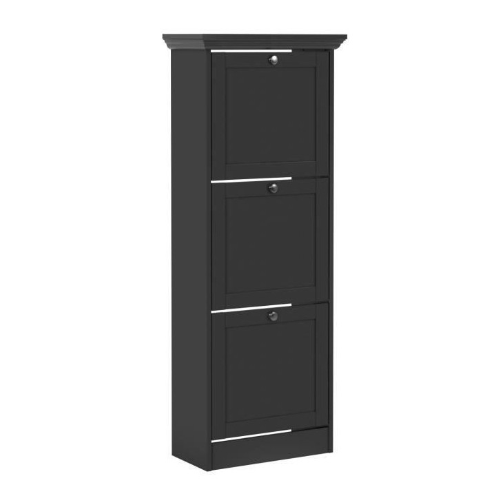 VERA - Meuble a chaussures 3 abattants - gris anthracite - 50 x 130 x