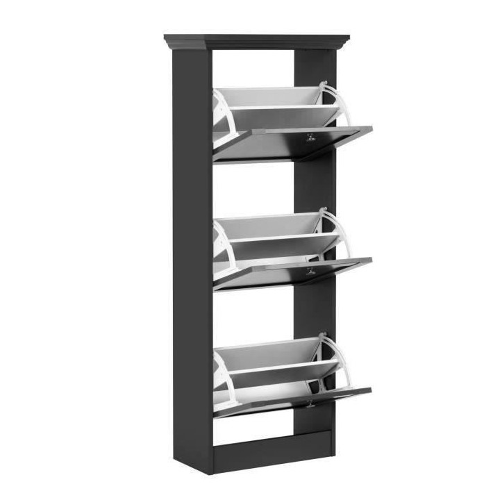 VERA - Meuble a chaussures 3 abattants - gris anthracite - 50 x 130 x