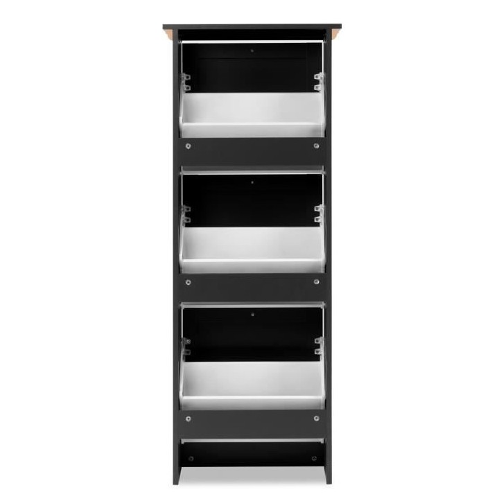 VERA - Meuble a chaussures 3 abattants - gris anthracite - 50 x 130 x