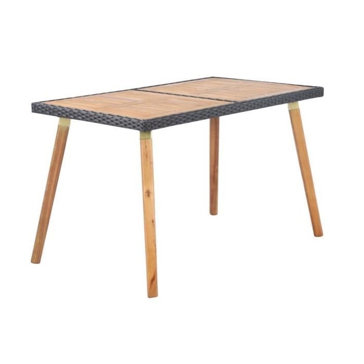 BEAU RIVAGE Table de jardin en bois d'acacia 100% FSC et résine tress