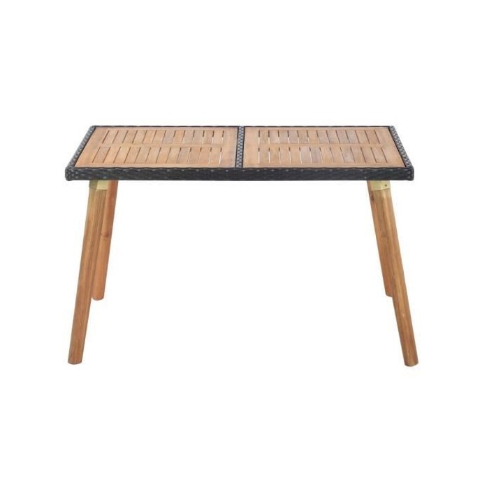 BEAU RIVAGE Table de jardin en bois d'acacia 100% FSC et résine tress