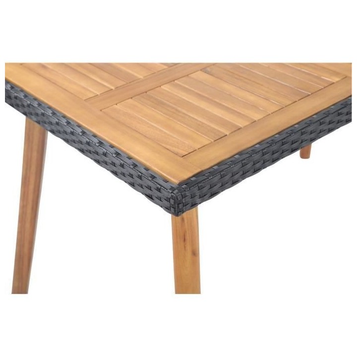 BEAU RIVAGE Table de jardin en bois d'acacia 100% FSC et résine tress