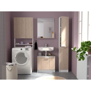 EKIPA Colonne 2 portes - Décor Chene Jackson et blanc - L 30 x P 33 x