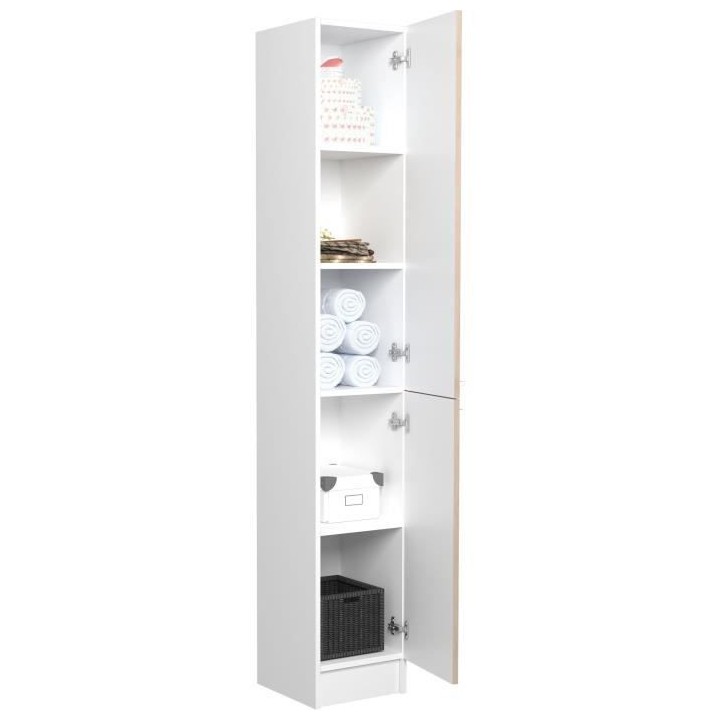 EKIPA Colonne 2 portes - Décor Chene Jackson et blanc - L 30 x P 33 x