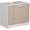 EKIPA Meuble sous lavabo 2 portes - Décor Chene Jackson et blanc - L 59 x P 38 x 55 cm - VERSO