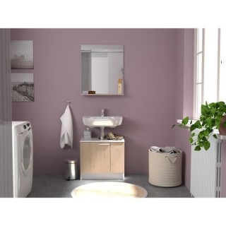 EKIPA Miroir avec tablette - Décor Chene Jackson et blanc - L 60 x P