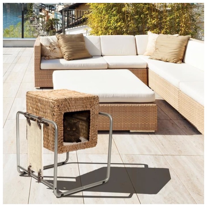 VESPER Meuble a chat V-Cube - Feuille de banane