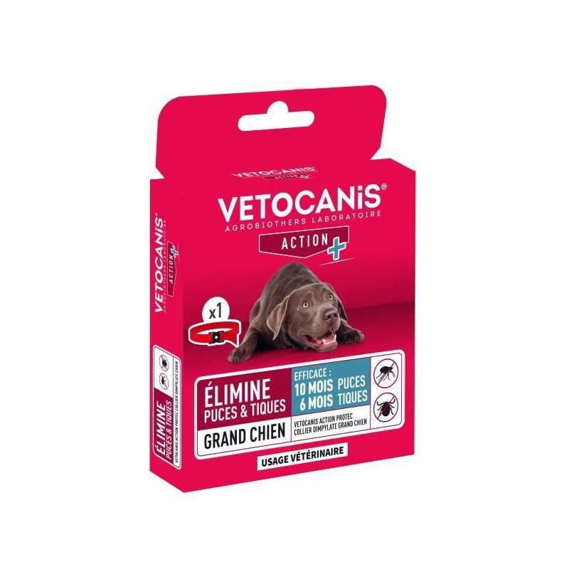 VETOCANIS Collier Anti-Puces et Anti-Tiques pour Grand Chien, longue durée