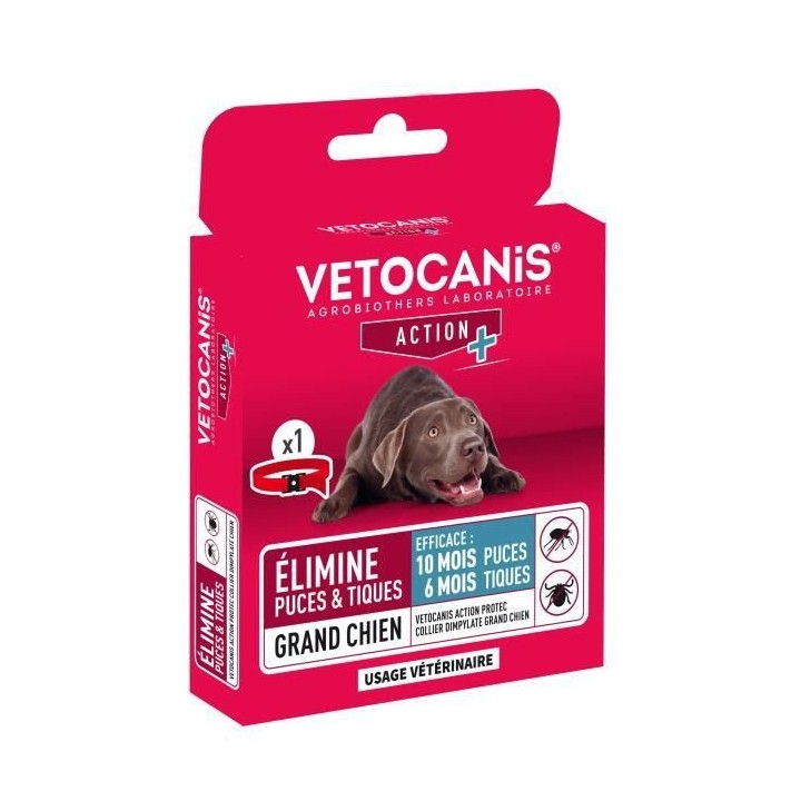 VETOCANIS Collier Anti-Puces et Anti-Tiques pour Grand Chien, longue d