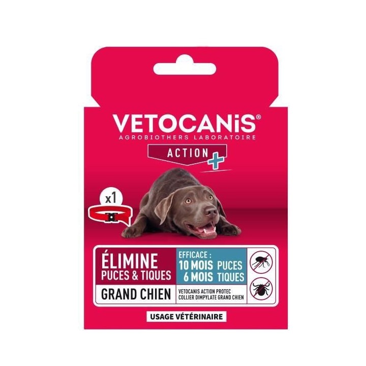 VETOCANIS Collier Anti-Puces et Anti-Tiques pour Grand Chien, longue d