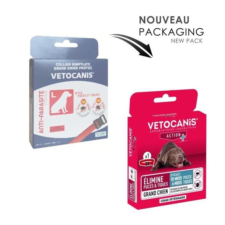 VETOCANIS Collier Anti-Puces et Anti-Tiques pour Grand Chien, longue d