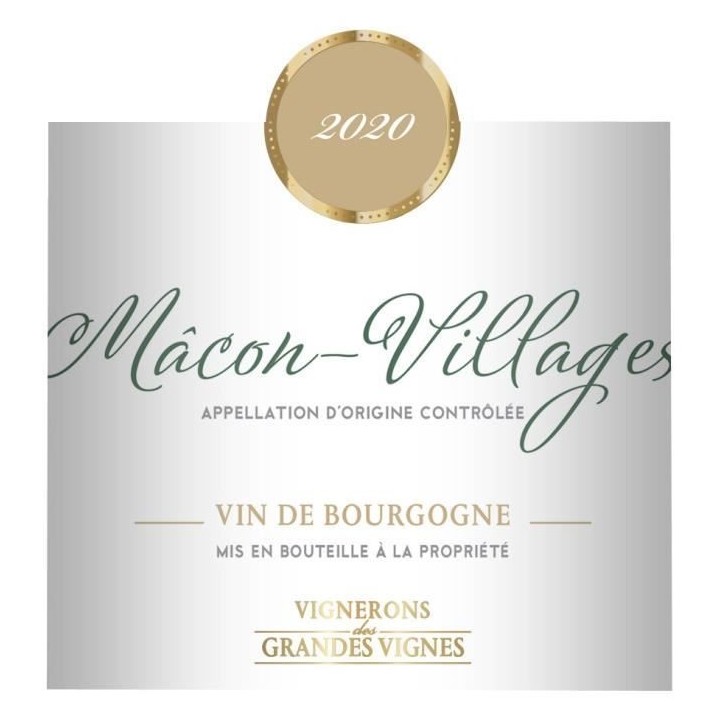 Vignerons des Grandes Vignes 2020 Mâcon-Villages - Vin blanc de Bourg