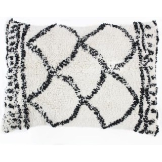 Coussin berbere Losange - 30 x 50 cm - Blanc naturel et noir