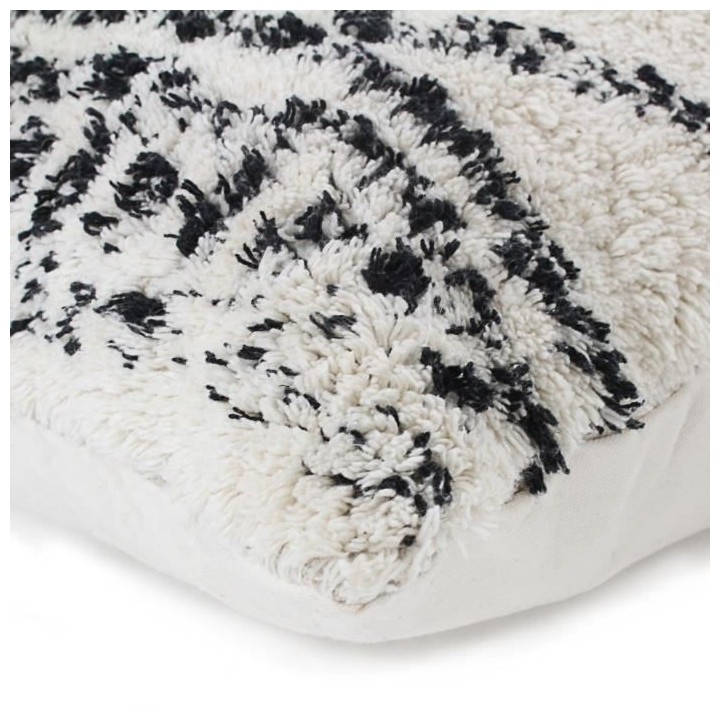 Coussin berbere Losange - 30 x 50 cm - Blanc naturel et noir