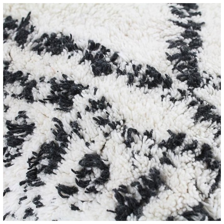Coussin berbere Losange - 30 x 50 cm - Blanc naturel et noir