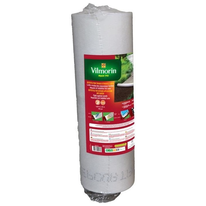 Géotextile recyclé pour travaux extérieurs 100 g/m² 0,50m x 50m Vi