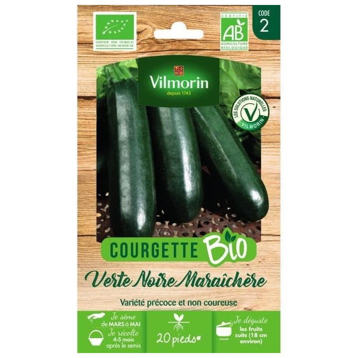 Courgette verte noire maraichere bio Vilmorin