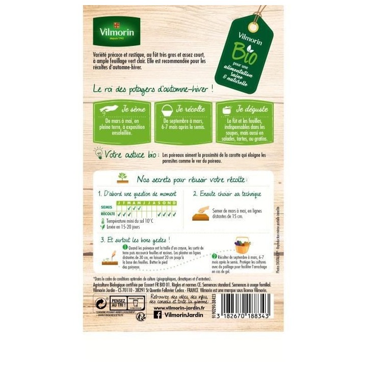 Poireau de Carentan 2 bio Vilmorin