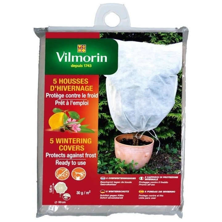 VILMORIN Lot de 5 housses d'hivernage 30g/m² - 0,80 x 0,80m - Blanc