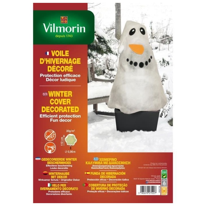 HOUSSE HIVERNAGE 110 *90cm - PP - 30 g/m² - Décor Bonhomme de neige