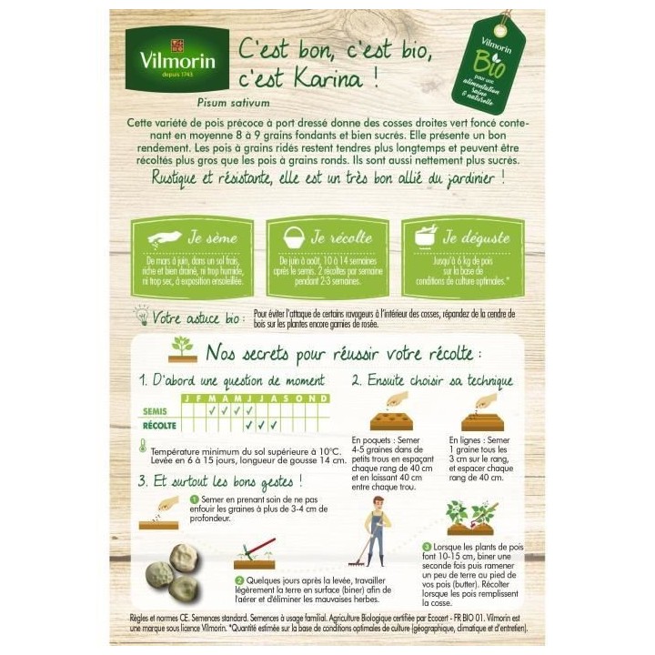 Pois Karina bio 20M Vilmorin